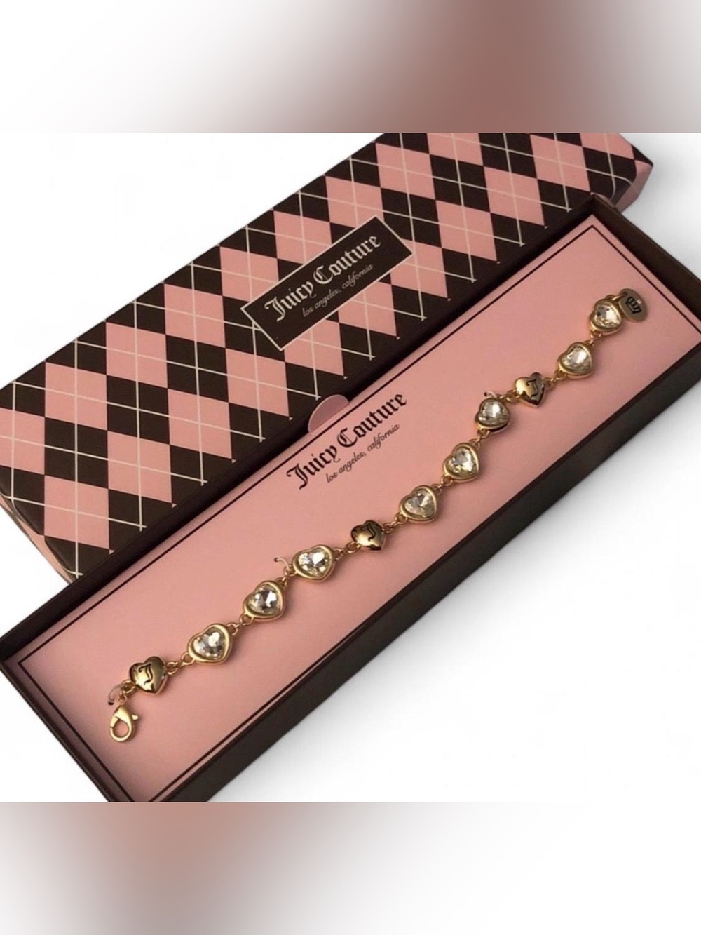 Juicy Couture Gold Heart Crystal Link Bracelet